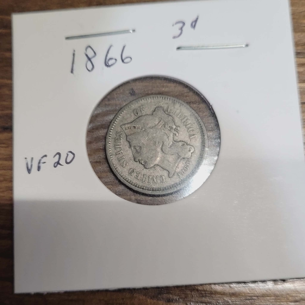 1866 Silver 3 Cent Nickel Coin